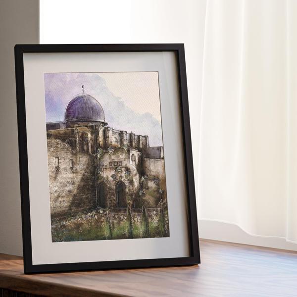 Çerçeveli Dijital Filistin Köşeden Kıble Cami Duvar Dekoru 30*40 P00003 - Image 1