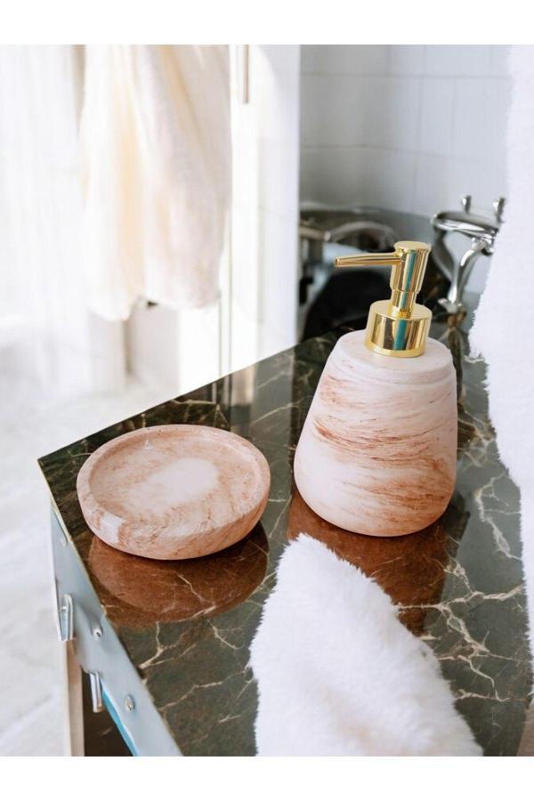 Trust Stone Marble Bej Serisi  Sıvı Ve Katı Sabunluk Seti - Image 1