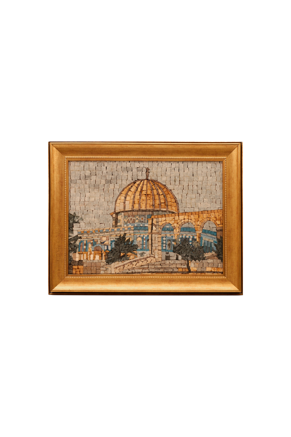 Kubbet-üs-Sahra Mozaik Sanat Paneli ve El-Aksa Camii Kapısı Orta Boy Altın Çerçeve P00030 - Image 1