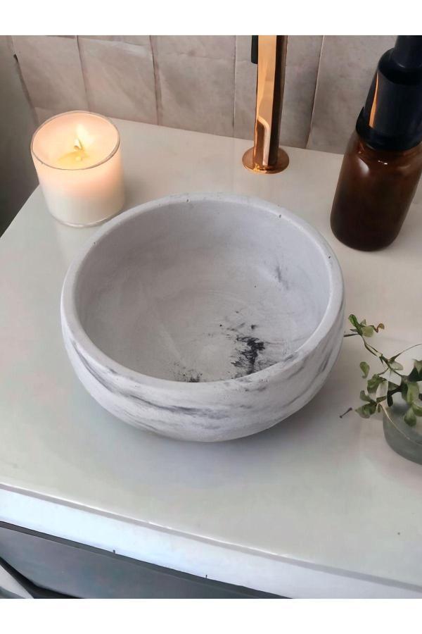 Trust Stone Marble Serisi Beton Kase, Havluluk Ve Saksılık - Image 1