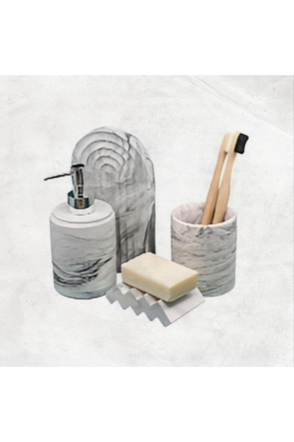 Trust Stone Marble Serisi Sıvı Sabunluk Ve Diş Fırçalık Seti - Image 1