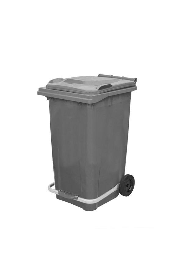Elcy 240 Lt Gri Metal Pedallı Çöp Konteyneri (Isıya Dayanıklı) - Image 1