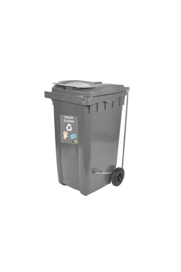Elcy 240 Lt Gri Metal Pedallı Çöp Konteyneri (Isıya Dayanıklı) - Image 1