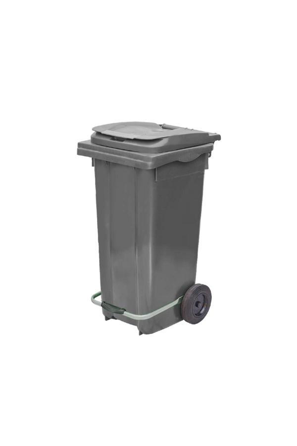 Elcy 120 Lt Gri Metal Pedallı Çöp Konteyneri (Isıya Dayanıklı) - Image 1