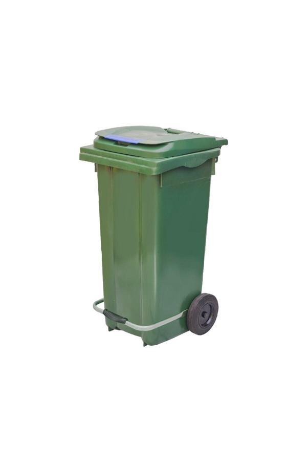 Elcy 120 Lt Yeşil Metal Pedallı Çöp Konteyneri (Isıya Dayanıklı) - Image 1