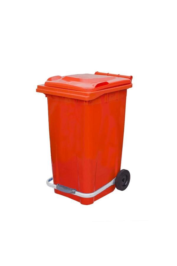 Elcy 240 Lt Kırmızı Metal Pedallı Çöp Konteyneri (Isıya Dayanıklı) - Image 1