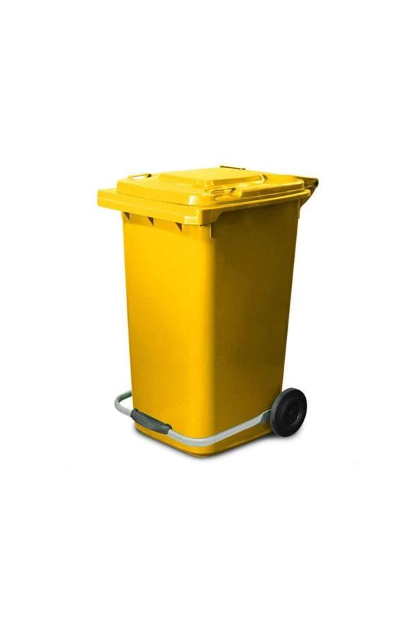 Elcy 240 Lt Sarı Metal Pedallı Çöp Konteyneri (Isıya Dayanıklı) - Image 1