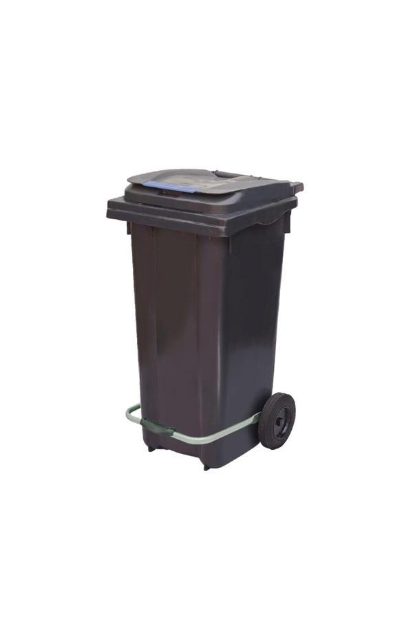 Elcy 120 Lt Siyah Metal Pedallı Çöp Konteyneri (Isıya Dayanıklı) - Image 1