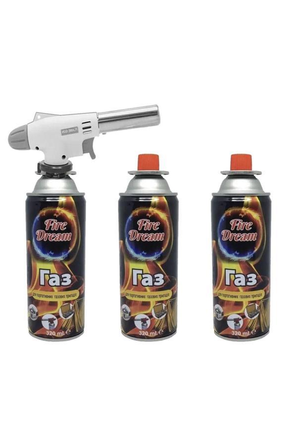 Campıng Tıme 1300 Derece Profesyonel Pürmüz Çakmak Ws-509C 3 Adet Flash Bütan Propan Gaz Kartuşu Kamp Gazı - Image 1