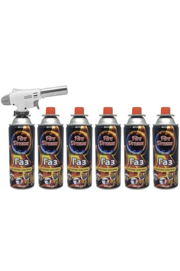 Campıng Tıme 1300 Derece Profesyonel Pürmüz Çakmak Ws-509C 6 Adet Flash Bütan Propan Gaz Kartuşu Kamp Gazı - Image 1