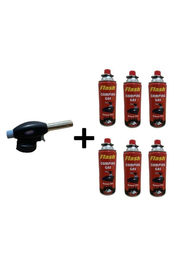 Campıng Tıme Çakmaklı Pürmüz Set 6 Adet Bütan Propan Kamp Gazı Kartuş 400Ml 227Gr - Image 1
