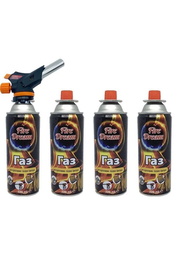 Campıng Tıme Çakmaklı Pürmüz Touch Set 4 Adet Bütan Propan Kamp Gazı Kartuş 400Ml 227Gr - Image 1