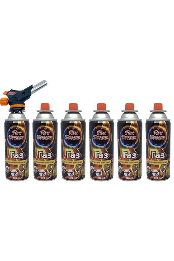 Campıng Tıme Çakmaklı Pürmüz Touch Set 6 Adet Bütan Propan Kamp Gazı Kartuş 400Ml 227Gr - Image 1
