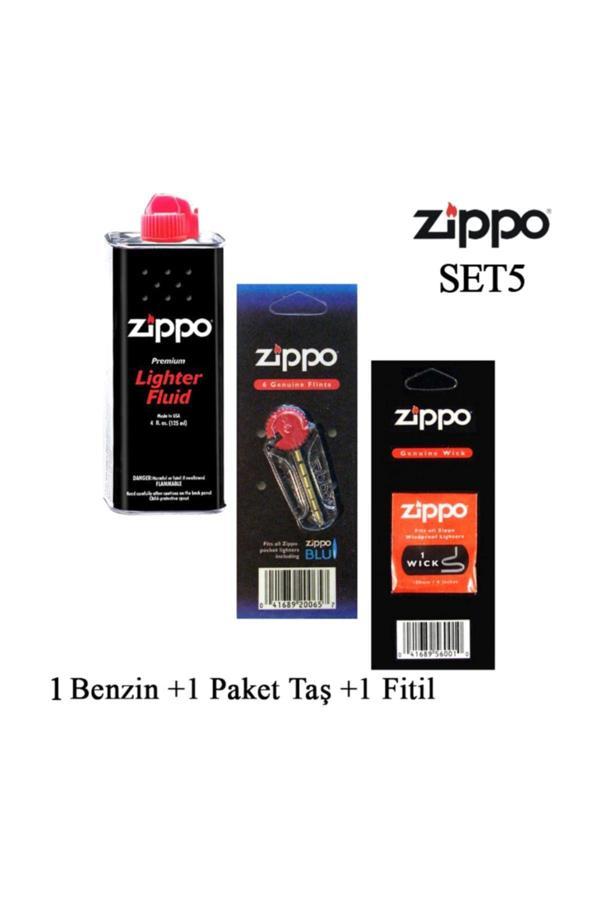 Zippo Çakmak İkmal Seti 1 Bidon Benzin 1 Fitil 1 Taş Set - Image 1