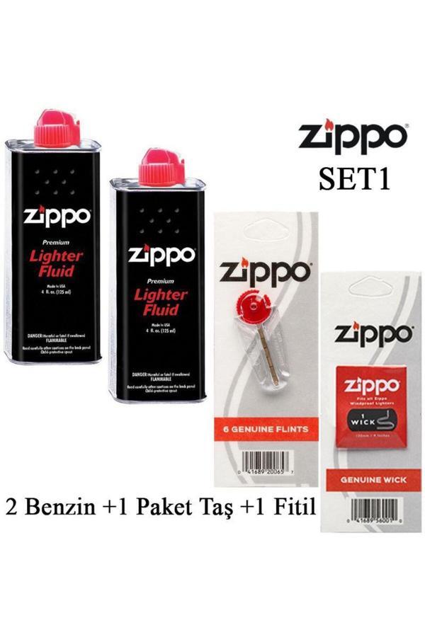 Zippo Çakmak Ikmal Seti 2 Bidon Benzin Fitil Taş Set1 - Image 1