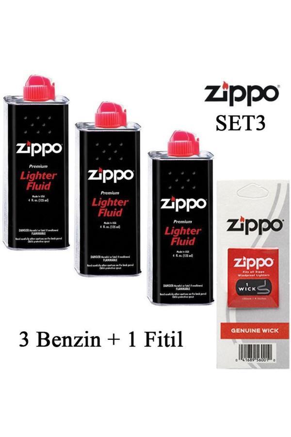 Zippo Çakmak Ikmal Seti 3 Bidon Benzin 1 Fitil Set3 - Image 1