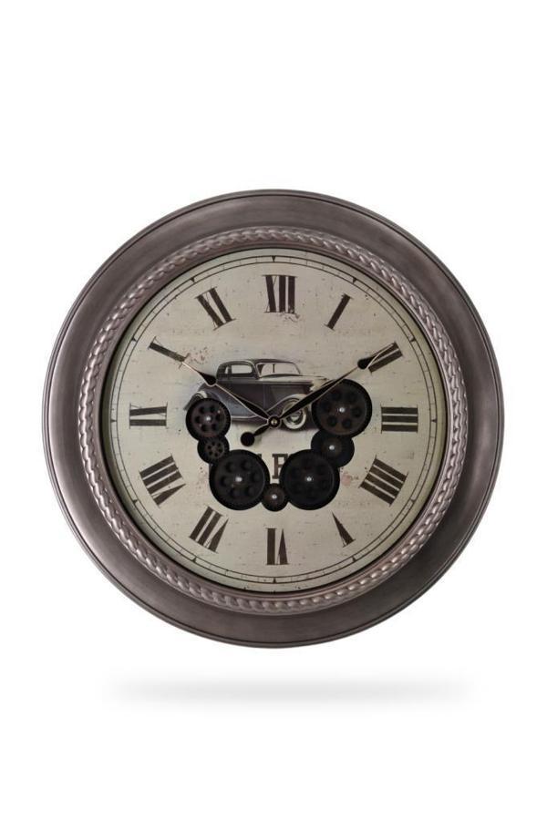 Efe Mark Premium Serisi Antik Eskitme Döner Çarklı Retro Tasarım 60 cm Ev ve Ofis Duvar Saati Roma Rakamlı Vintage Tasar - Image 1