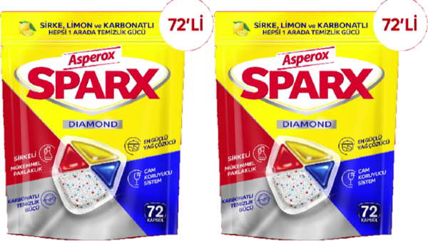 Asperox Sparx Diamond Bulaşık Makinesi Kapsülü 2x72 li 144 Kapsül - Image 1