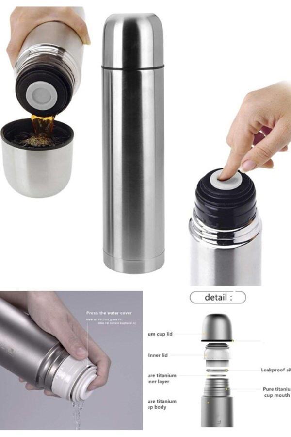 12 Saate Kadar Sıcak Soğuk Tutma 500ML Çift Katmanlı Çay Kahve Kamp Piknik Termosu SUS304 Çelik İnox - Image 1