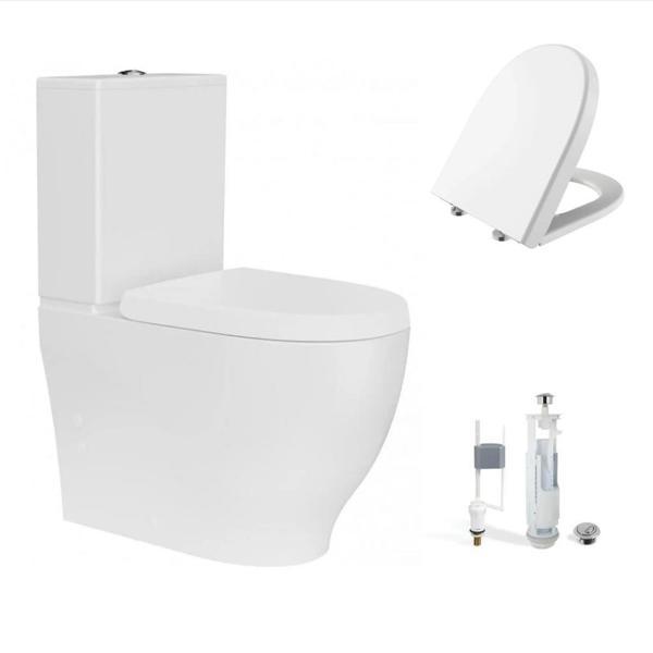 Creavit Mare Duvara Sıfır Kanalsız Klozet + Rezervuar + Duroplast Kapak + Çift Basmalı İç Takım SET - Image 1