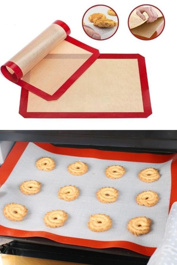 Kek Börek Pişirme Hamur Açma Matı 2 Adet Silikon Yıkanabilir Kendinden Yağlı Fırınlanabilir 30X40 CM - Image 1