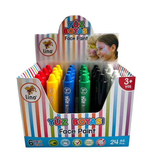 LİNO YÜZ BOYASI 6 RENK 24'LÜ (YIKANABİLİR) - Image 1