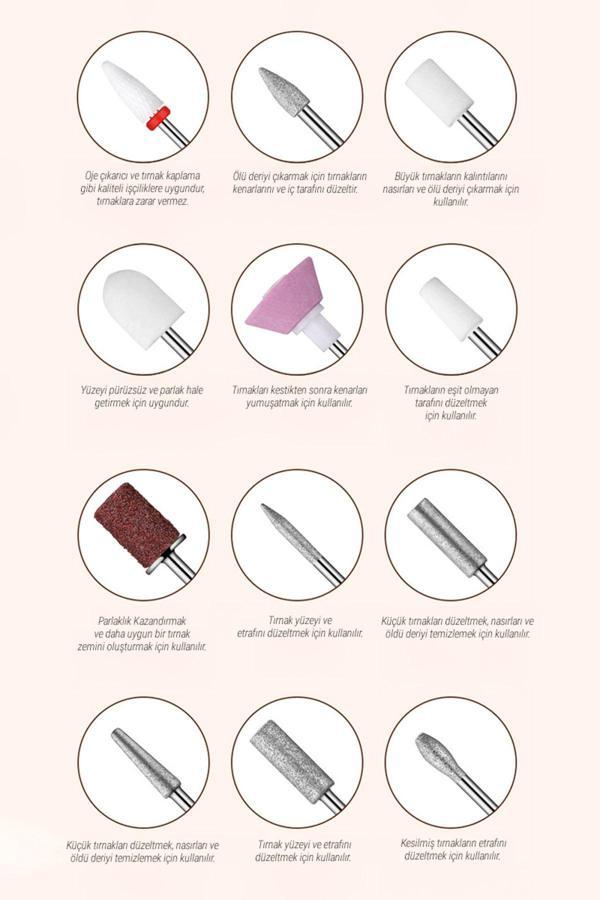 Veryfit 12 Başlıklı Kablosuz Şarjlı Elektrikli 3 Modlu Manikür Pedikür Tırnak Bakım Seti Aleti Cihazı - Image 1