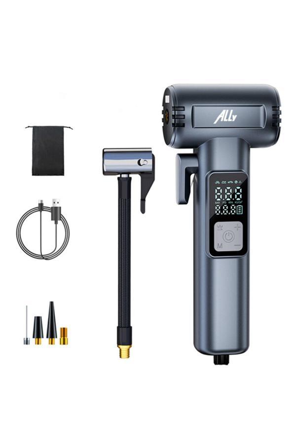 Ally St-5530 Dijital Şarjlı Araç Lastik Hava Şişirme Pompası Power Bank Penere Kırıcı Sıyah - Image 1