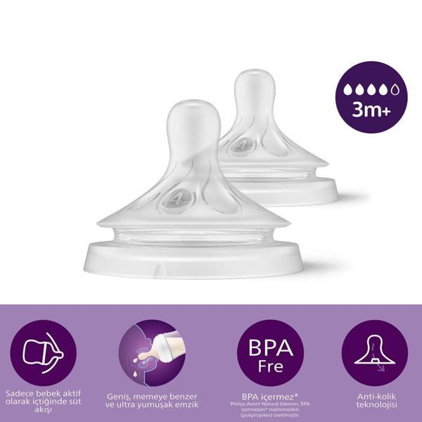 Philips Avent Doğal Tepkili Natural Response 2'Li Biberon Emziği No:4 3+ Ay - Image 1