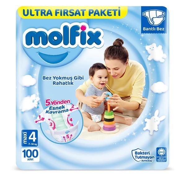 Molfix Bebek Bezi Ultra Fırsat Paketi 4 Beden 7-14 Kg 100 Adet - Image 1