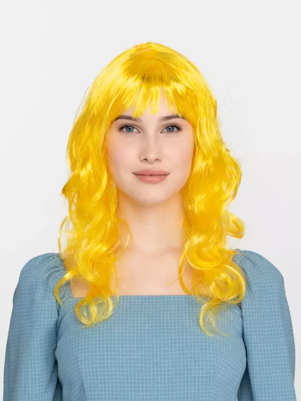 Nessi World   Sarı Renk Uzun Dalgalı Parti Peruğu - Image 1
