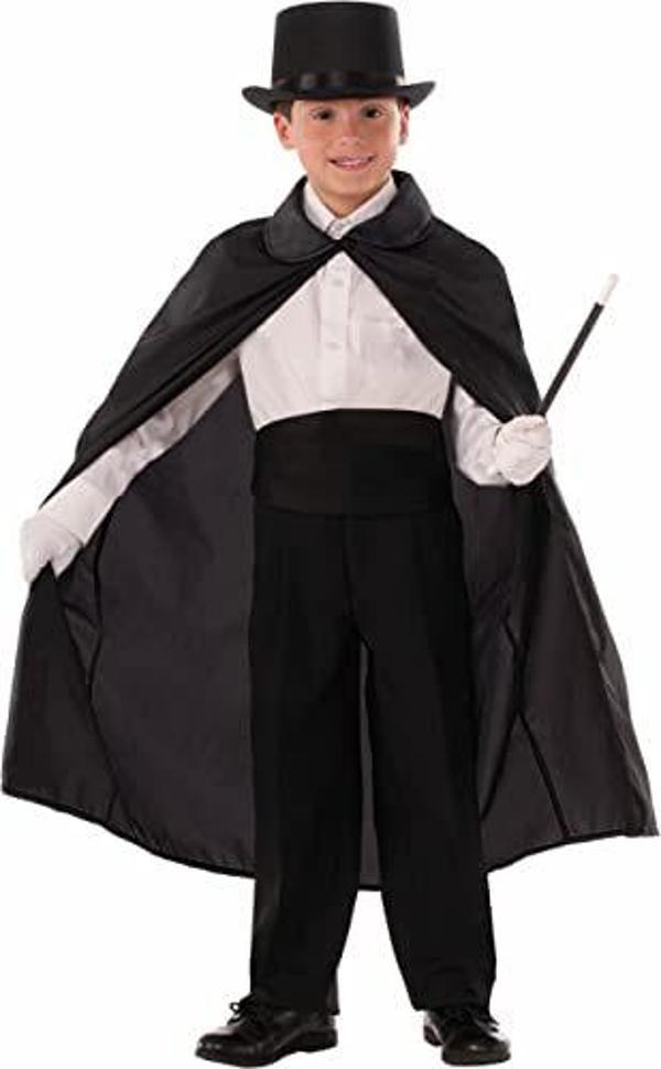 Nessi World Sihirbaz Pelerini 90 cm ve Sihirbaz Şapkası Siyah Renk Çocuk Boy - Image 1