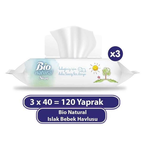 Sleepy Bio Natural Islak Havlu Mendil 3x40 120 Yaprak - Image 1