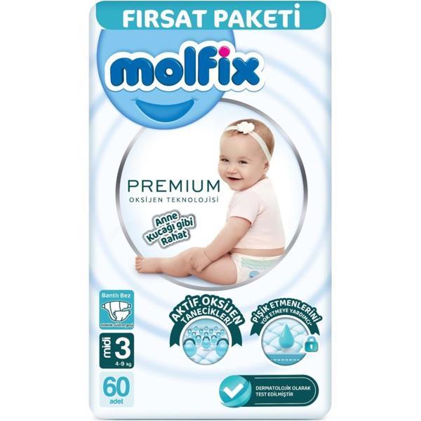 Molfix Premium Bebek Bezi Fırsat Paketi 3 Beden 4-9 Kg 60 Adet - Image 1