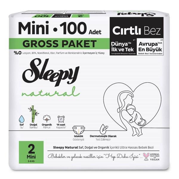 Sleepy Natural Bebek Bezi Gross Paket 2 Beden 3-6 Kg 100 Adet - Image 1