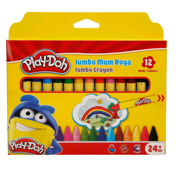 Play-Doh Silinebilir Jumbo Crayon Mum Boya 12 Renk - Image 1