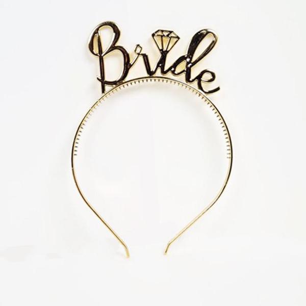 Nessi World BrideYazılıTaçveBrideToBeYazılıGözlükSetiAltınRenk - Image 1