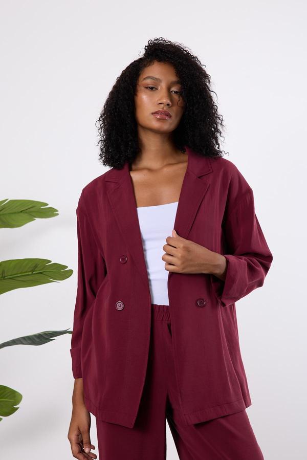 Bordo Regular Astarsız Mevsimlik Ceket - Image 1
