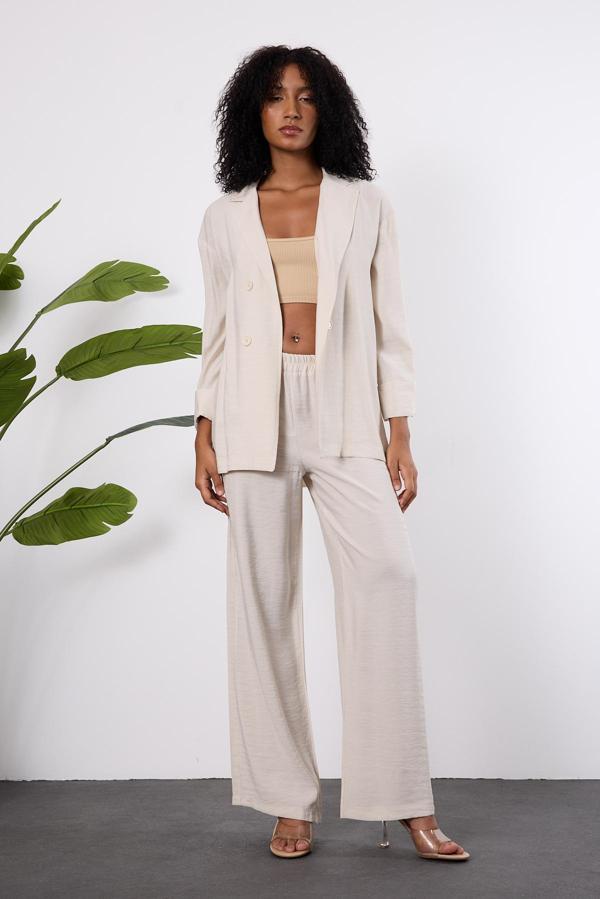 Taş Regular Beli Lastikli Salaş Pantolon - Image 1