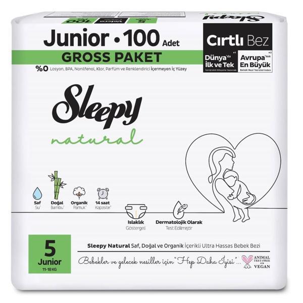 Sleepy Natural Bebek Bezi Gross Paket 5 Beden 11-18 Kg 100 Adet - Image 1