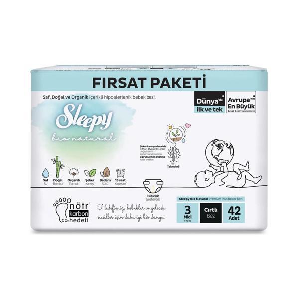 Sleepy Bio Natural Bebek Bezi Fırsat Paketi 3 Beden 42 Adet - Image 1