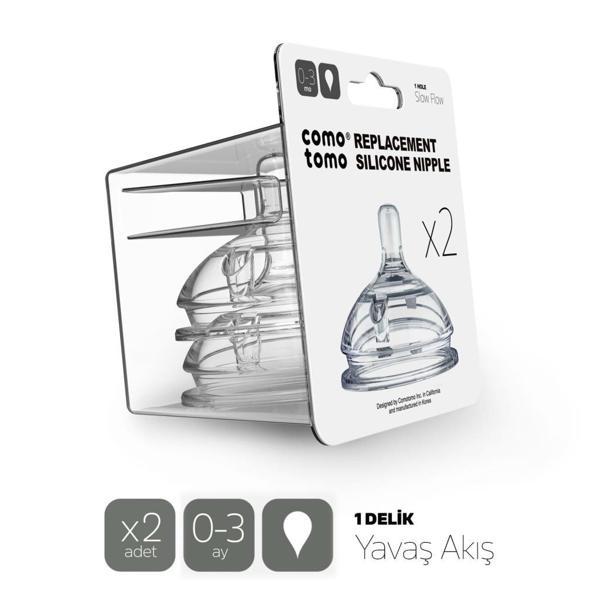 Nessiworld Comotomo Silikon 2'Li Biberon Emziği Yavaş Akış 0-3 Ay - Image 1