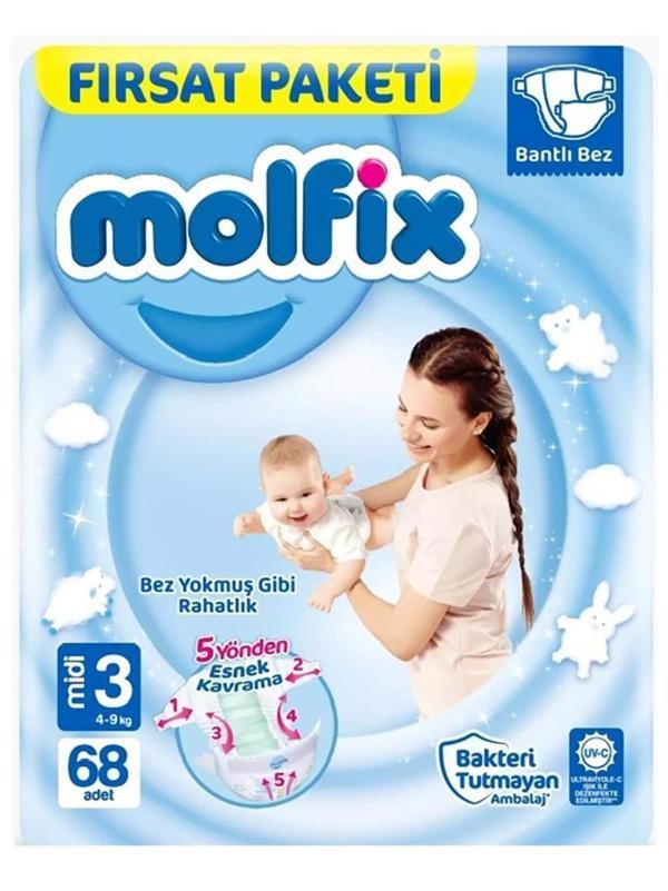 Molfix Bebek Bezi Fırsat Paketi 3 Beden 4-9 Kg 68 Adet - Image 1