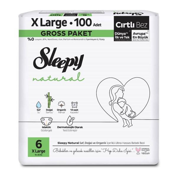 Sleepy Natural Bebek Bezi Gross Paket 6 Beden 15-25 Kg 100 Adet - Image 1