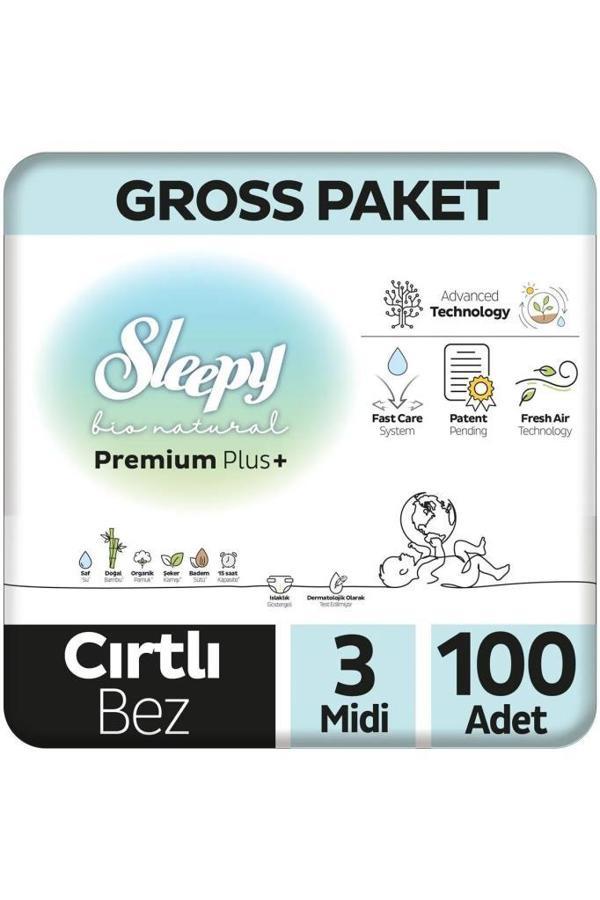 Sleepy Bio Natural Bebek Bezi Gross Paket 3 Beden 4-9 Kg 100 Adet - Image 1