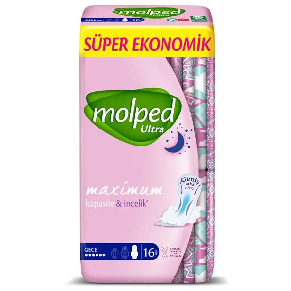 Nessi World Molped Ultra Hijyen Anatomik Gece Ped Süper Eko 16 Adet - Image 1