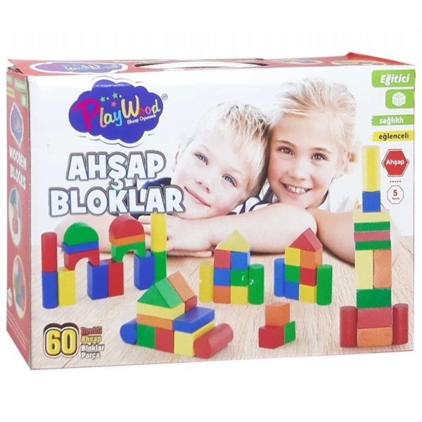 NessiWorld Kutuda Ahşap 60 Parça Renkli Bloklar - Image 1