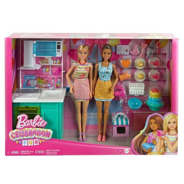 HJY94 Barbie Brooklyn ve Malibu Pasta Yapıyor Oyun Seti - Image 1