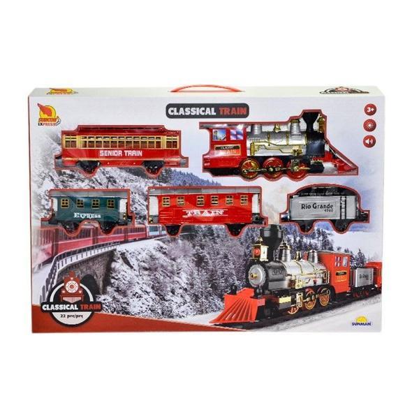 1553 Klasik Tren Seti Sesli ve Işıklı 22 Parça - Image 1