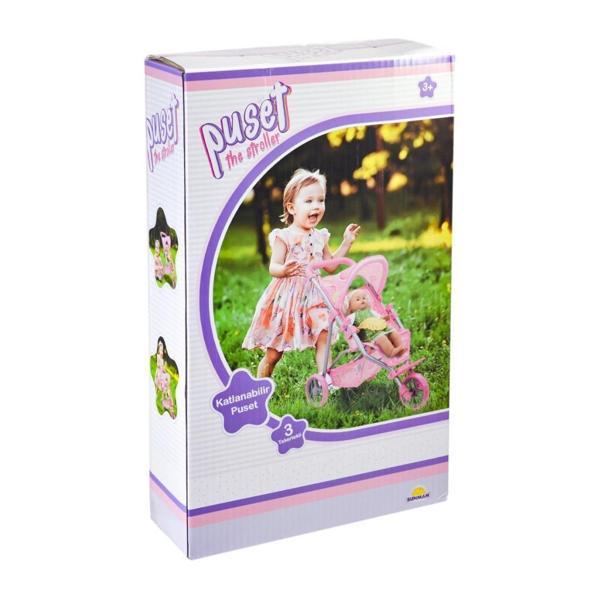 9326C Çilek Desenli, 3 Tekerlekli ve Tenteli Oyuncak Puset -Sunman - Image 1